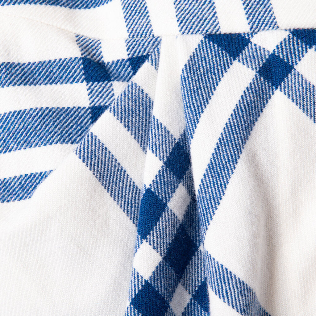 Burberry White & Blue Wool Check Skirt