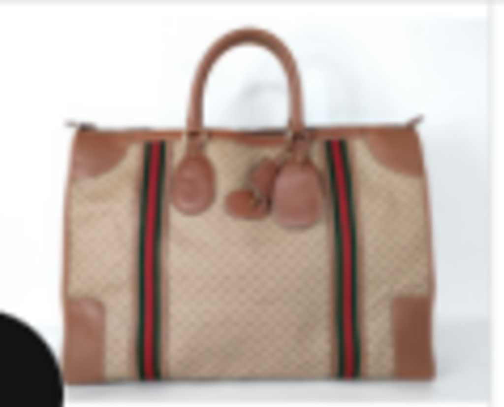 Tan Monogram Striped Duffle Bag
