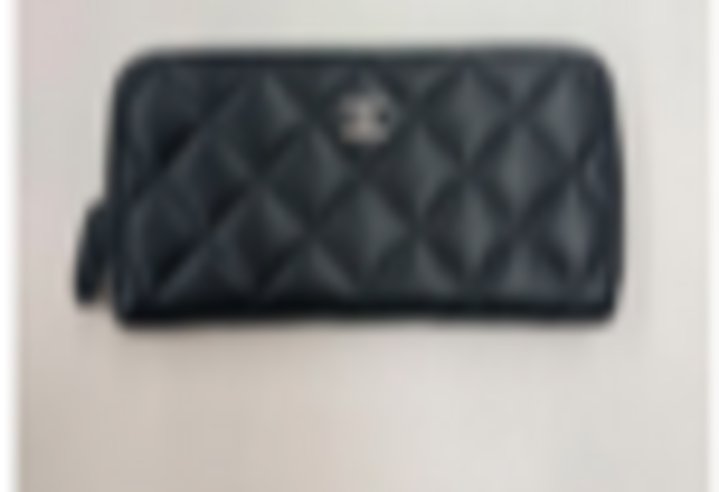 Black Leather Quilted Zip Wallet