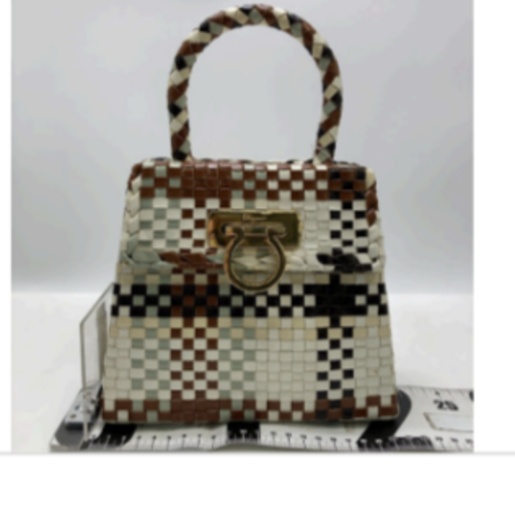 Burgundy/Cream/Sage Woven Top Handle Bag