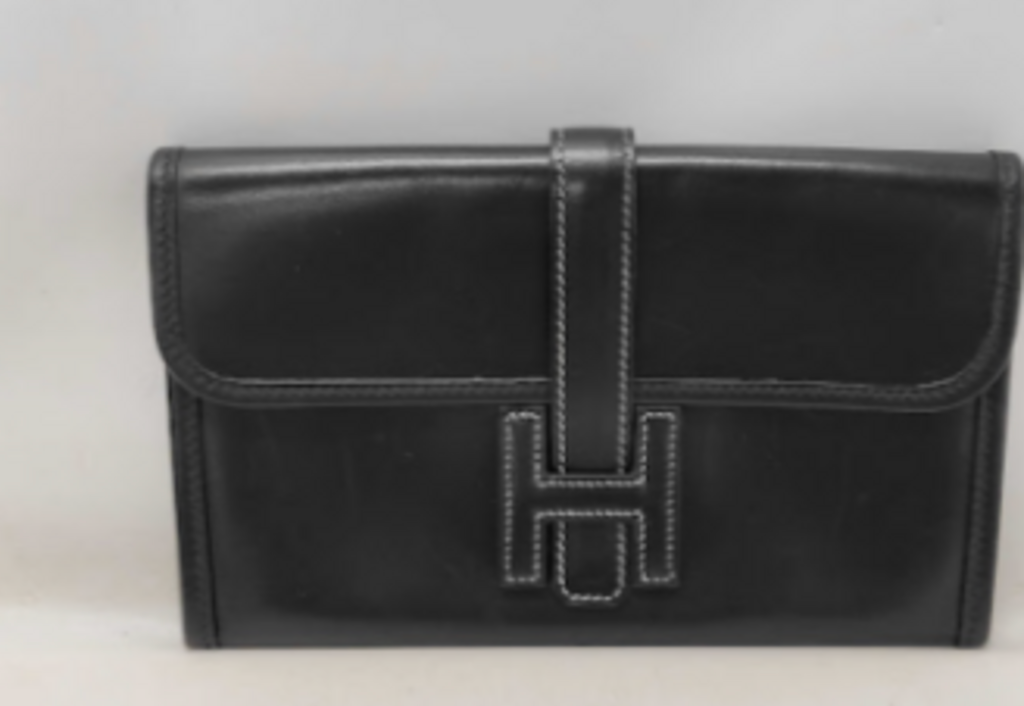 Black Leather JIge Clutch