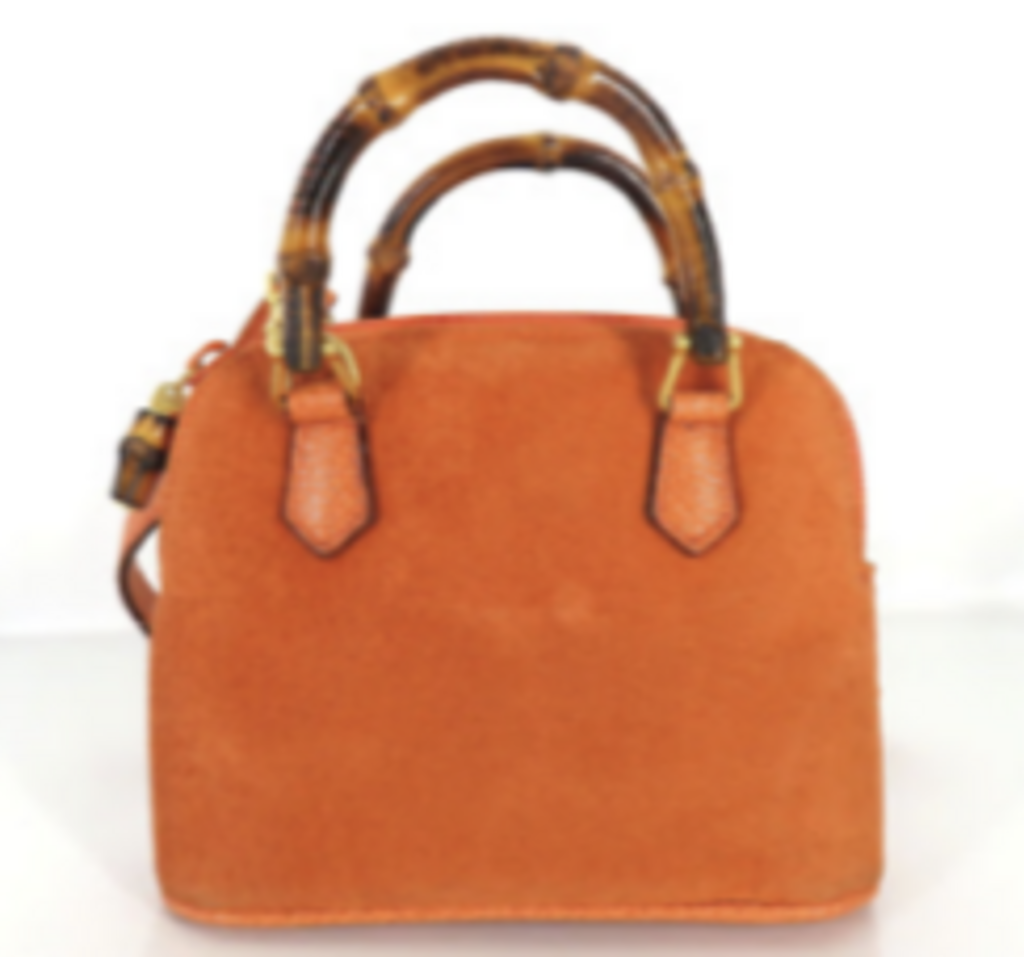 Orange Suede Bamboo Dome Bag