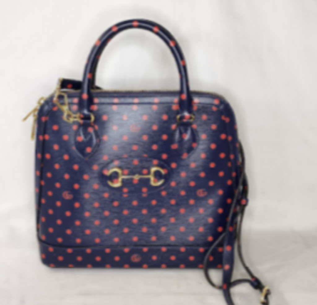 Navy & Red Polka DOt 1955 Horsebit Dome Bag