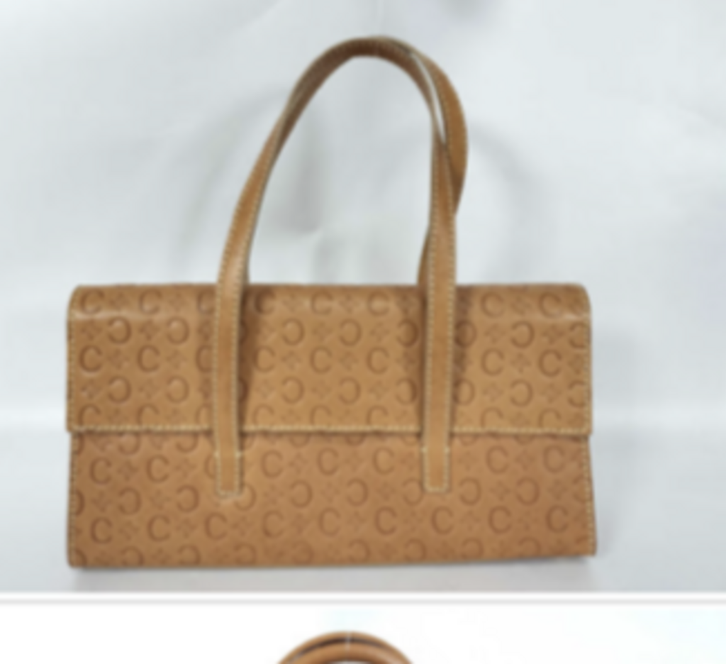 Tan Leather C Sulky Embossed Flap Bag