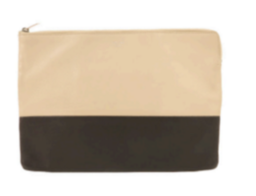 Cream & Black Color Blocked Pouch