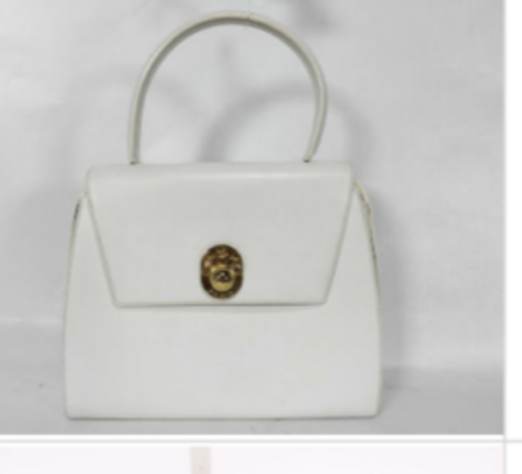 White Leather Top Handle Bag