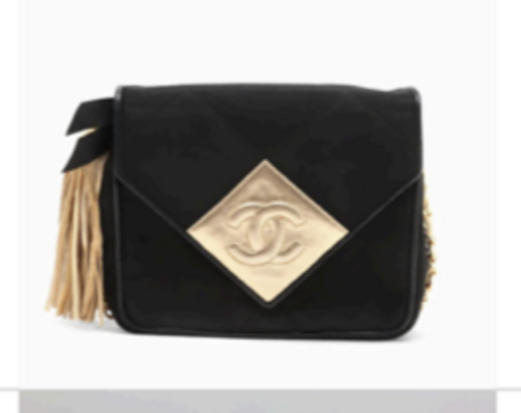 Black & Gold Fringe Small Quilted Bag