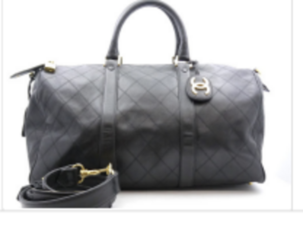 Black Quilted Leather Duffle Bag