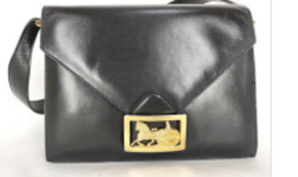 Black Leather Carriage Envelope Bag