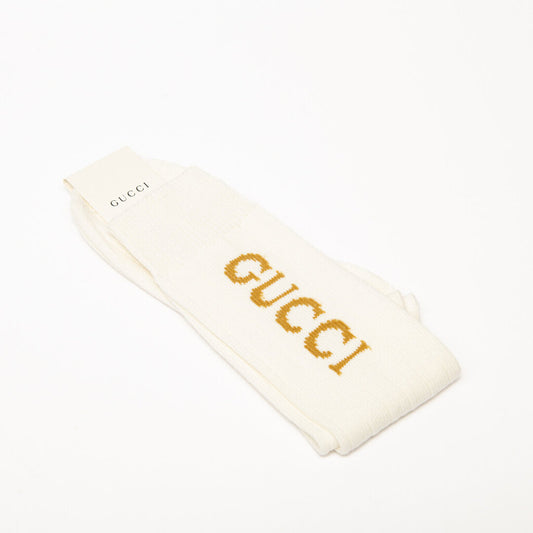 Gucci Cream Socks Gold Logo (M)