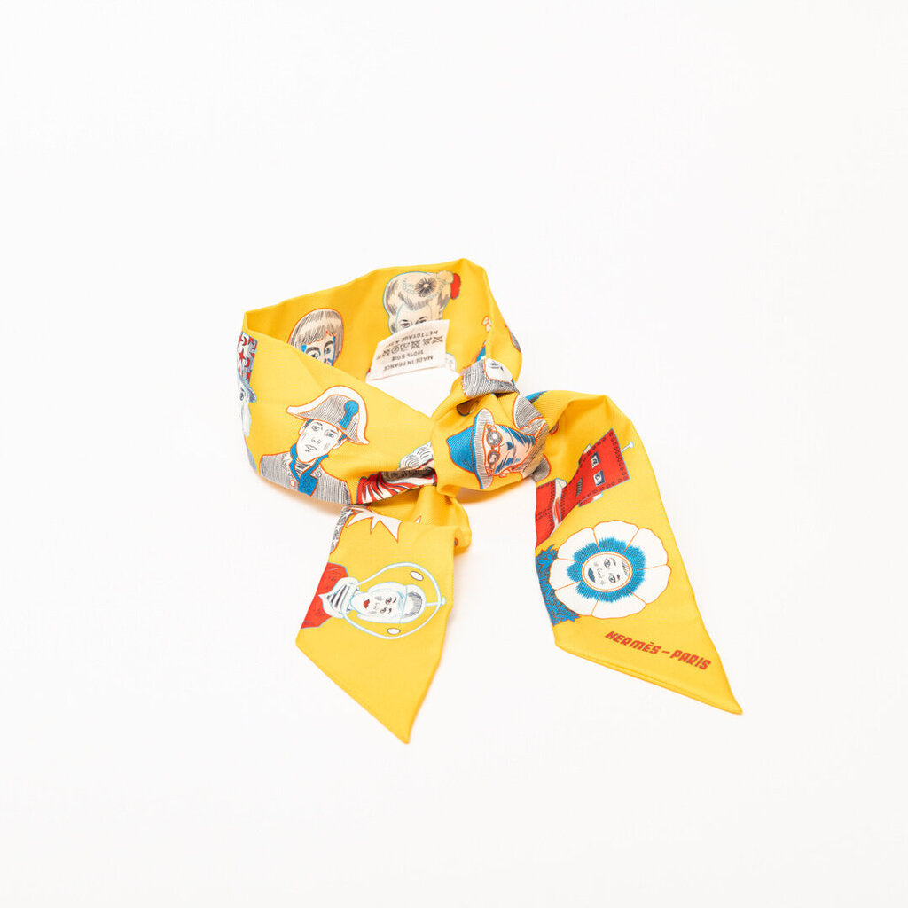 Hermes Yellow Silk "Dress Code" Twilly