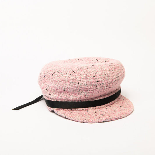 Chanel Pink Tweed & Black Bow Hat