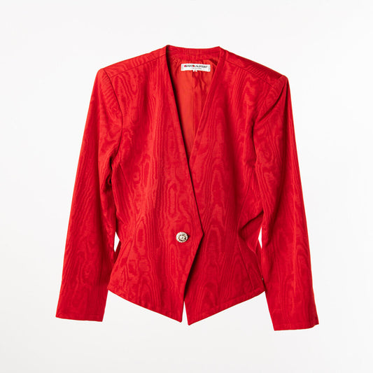 YSL Red Cotton Blend Satin Moire' Suit Set (1988)