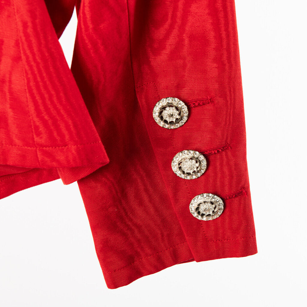 YSL Red Cotton Blend Satin Moire' Suit Set (1988)