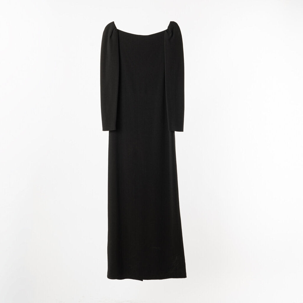 YSL Black Crepe Off-Shoulder Maxi Dress