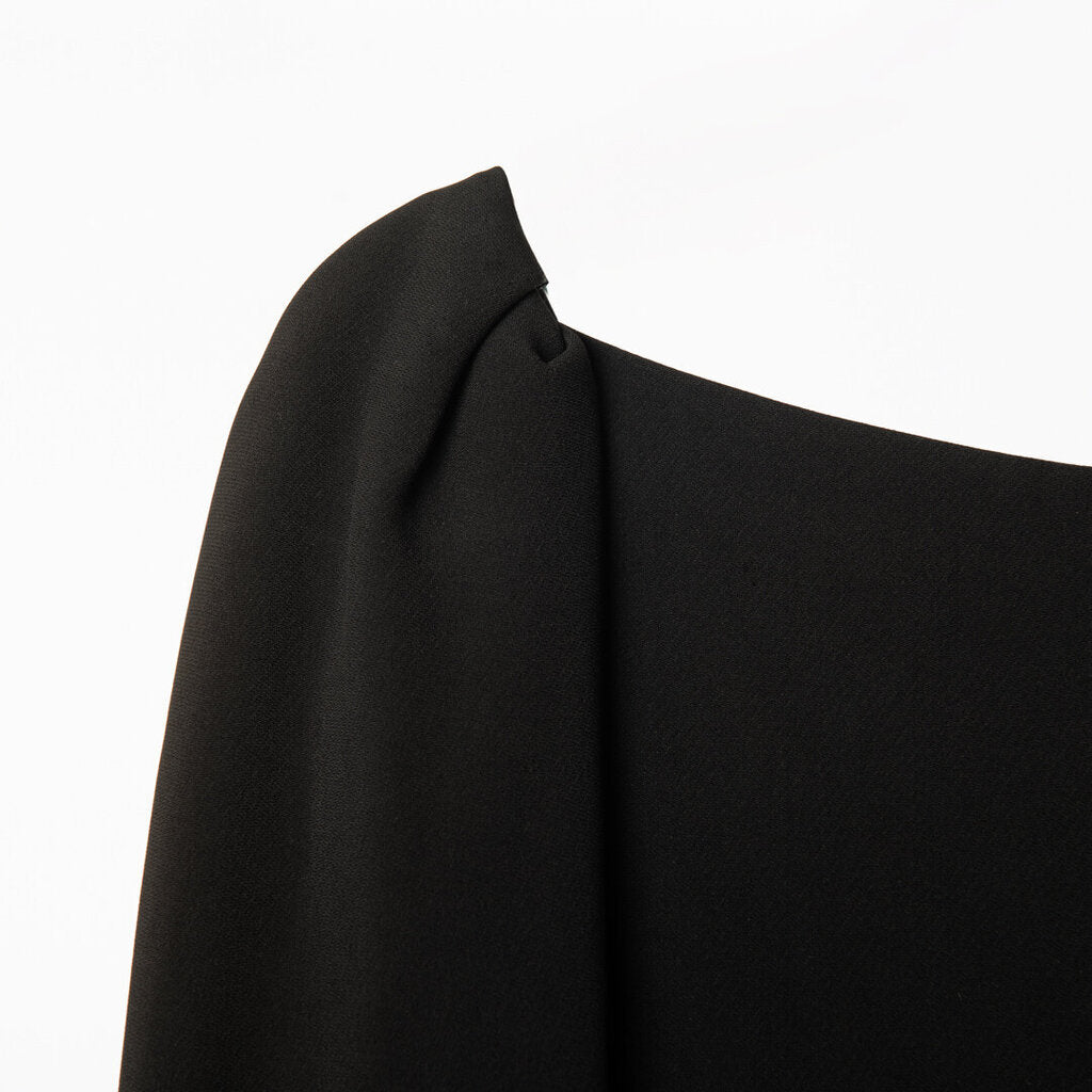 YSL Black Crepe Off-Shoulder Maxi Dress