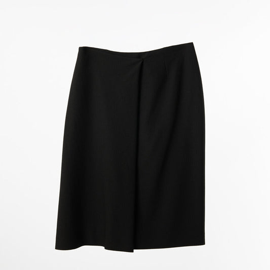 Dior Black Wool Wrap A-Line Skirt