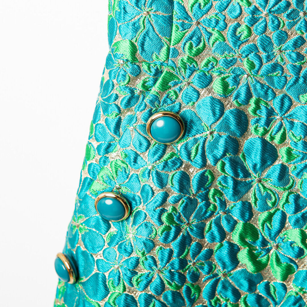Michael Kors Collection Blue Poly Floral Brocade Shift Dress