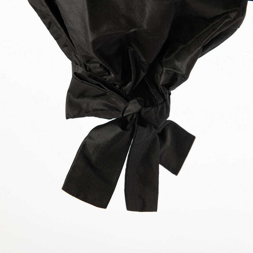 Oscar de La Renta Black Puff Sleeve Pleated Top