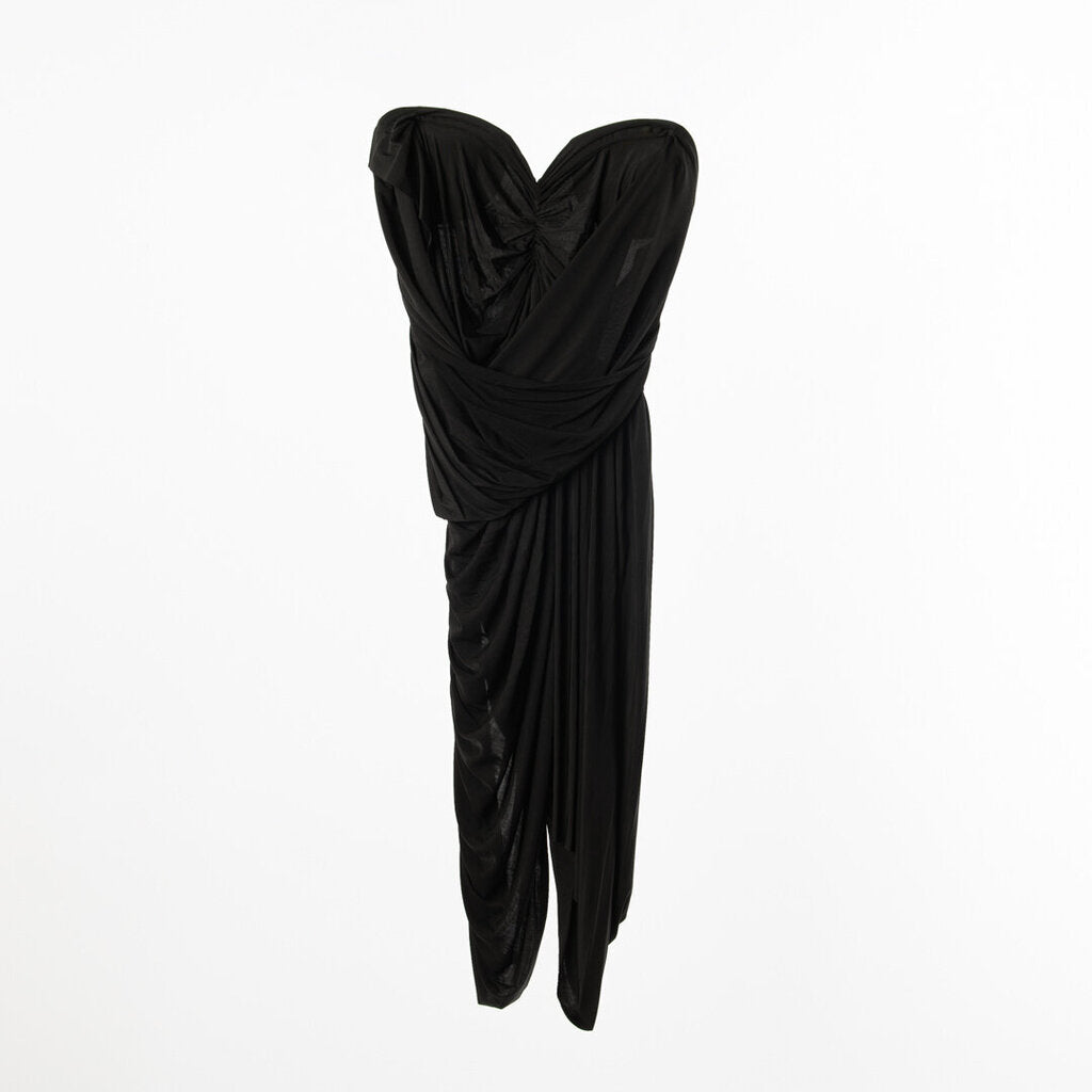 Alexander Wang Black Cupro Blend Draped Corset Mini Dress