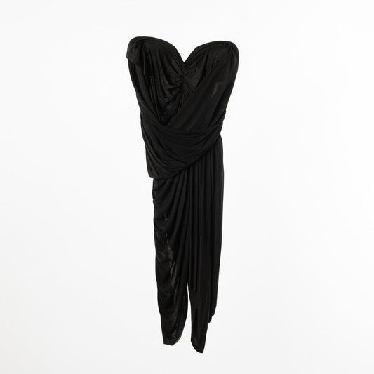 Alexander Wang Black Cupro Blend Draped Corset Mini Dress