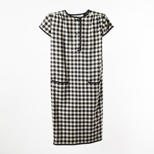Valentino Navy Checkered Pattern Dress