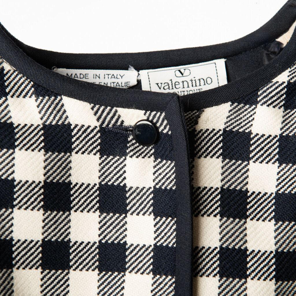 Valentino Navy Checkered Pattern Dress