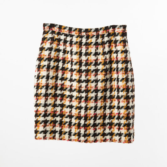 Chanel Boutique 1990s Houndstooth Wool/Silk Tweed Mini Skirt, 40