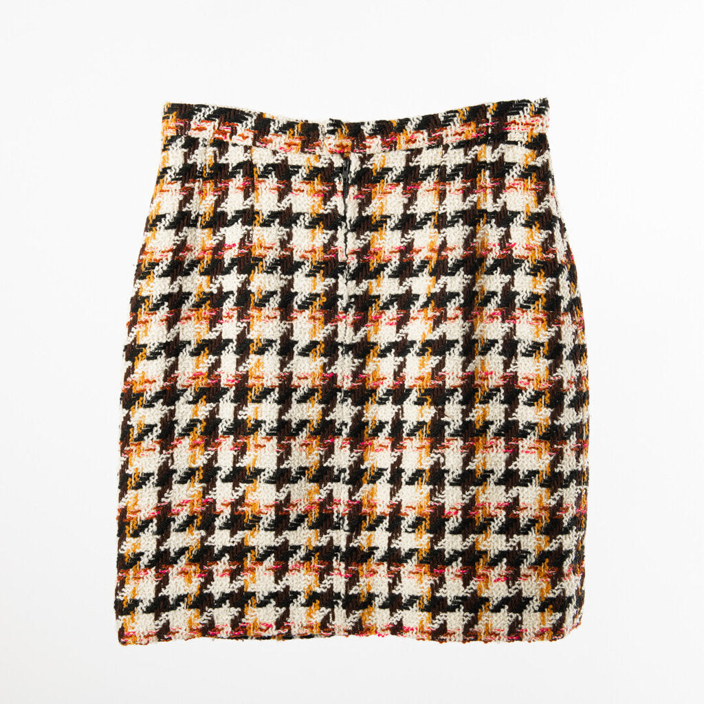 Chanel Boutique 1990s Houndstooth Wool/Silk Tweed Mini Skirt, 40