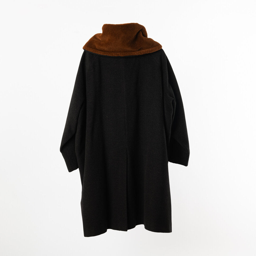 Romeo Gigli Grey Wool & Brown Shearling Collar Coat