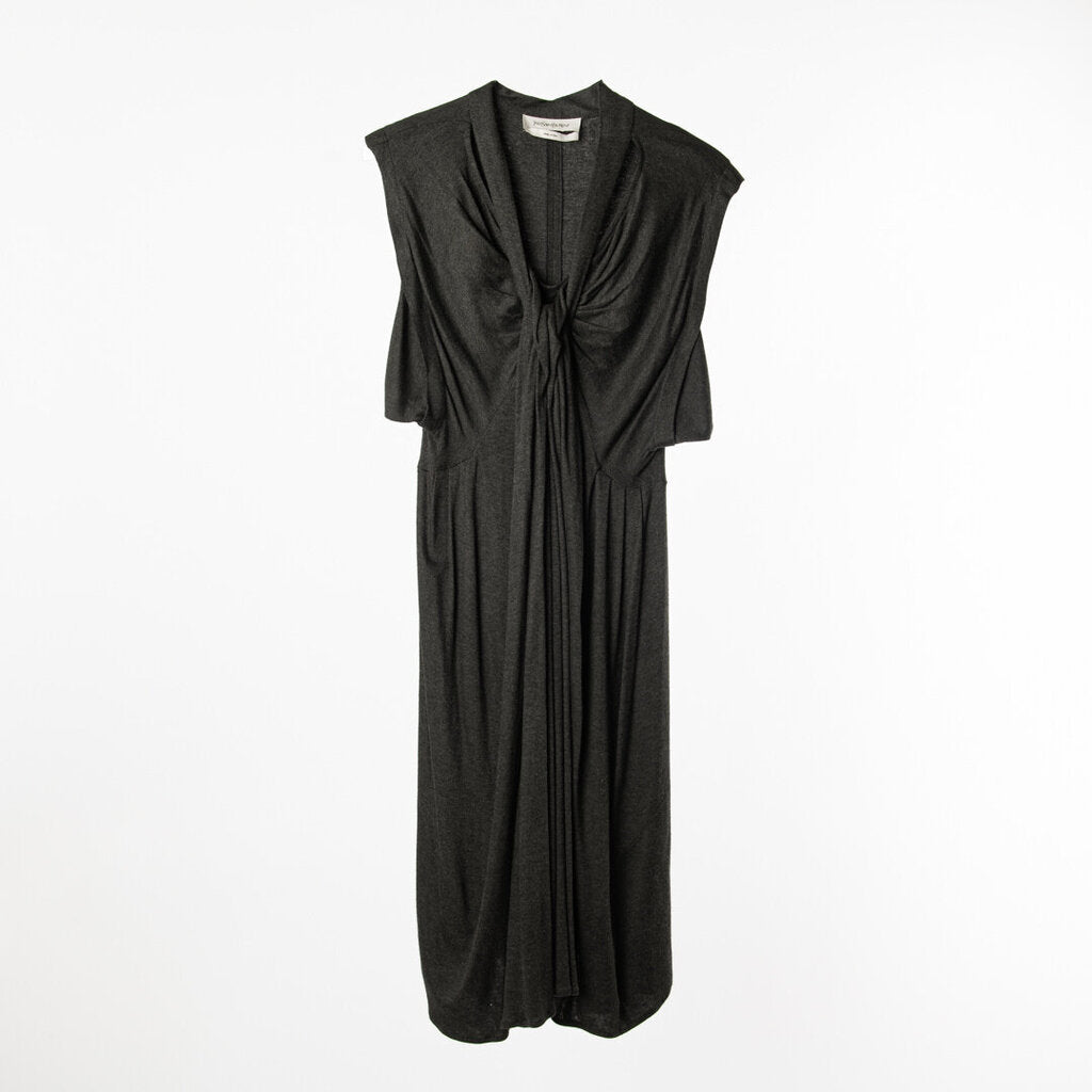 YSL Dark Grey Vis Knit Twist Front Dress