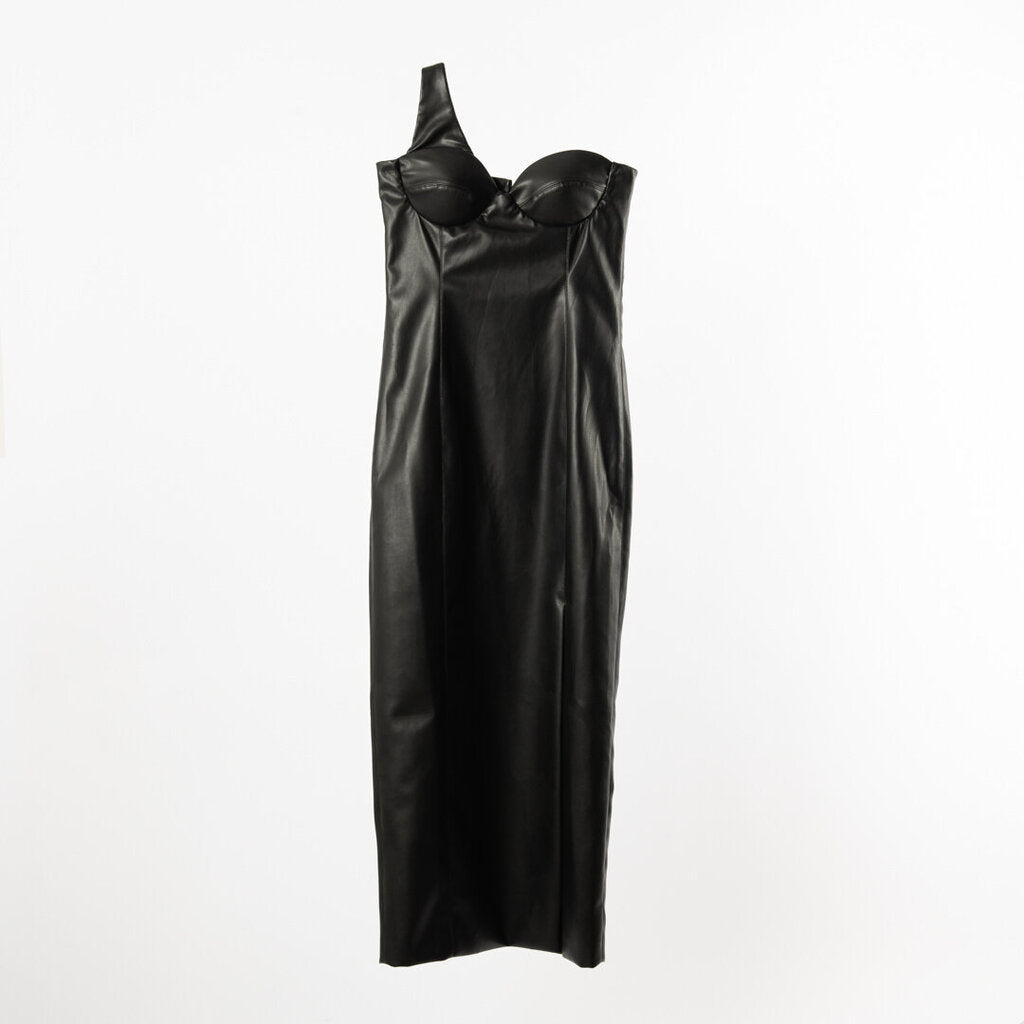 Violante Nessi Black Faux Leather Dress