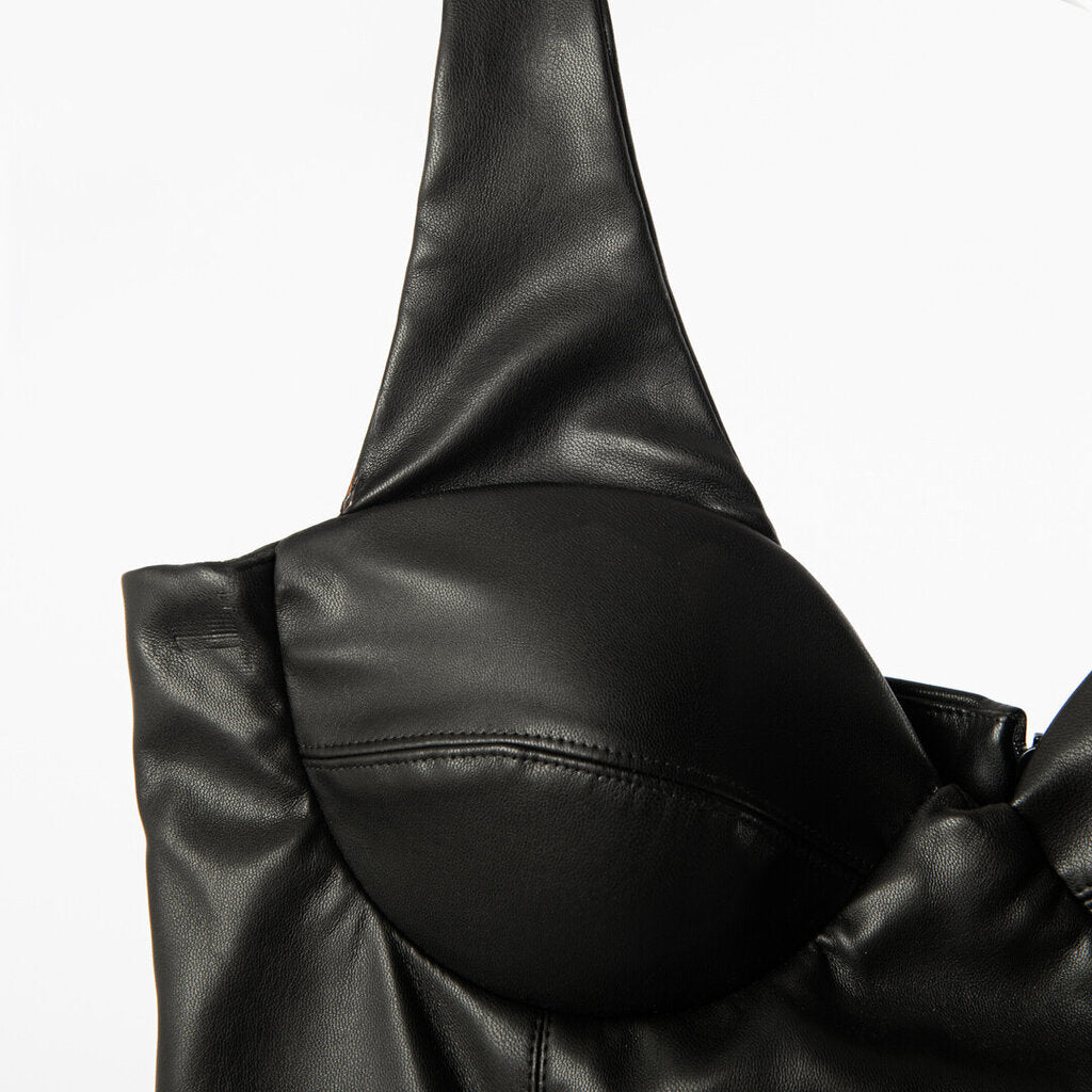 Violante Nessi Black Faux Leather Dress