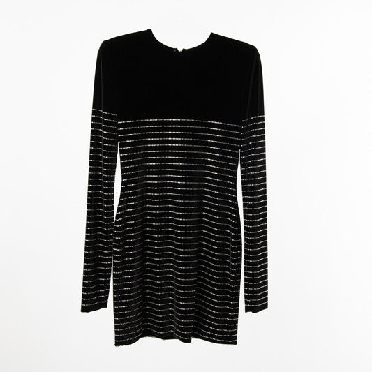 Alexandre Vauthier Black Velvet Embellished Mini Dress