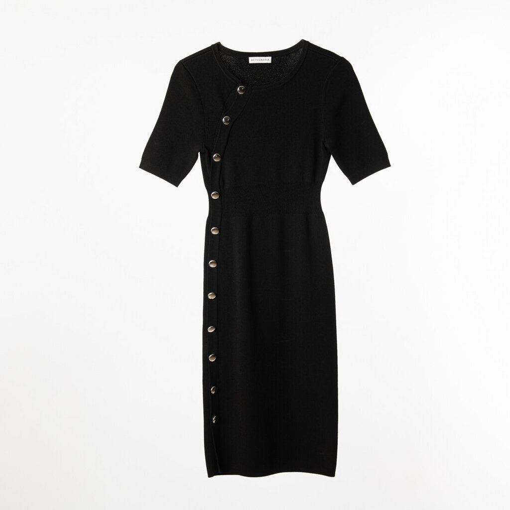 Altuzarra Black Viscose Side-Button Midi Dress