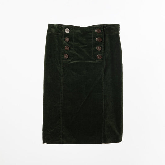 Gucci Green Velvet Pencil Skirt with Hysteria Buttons