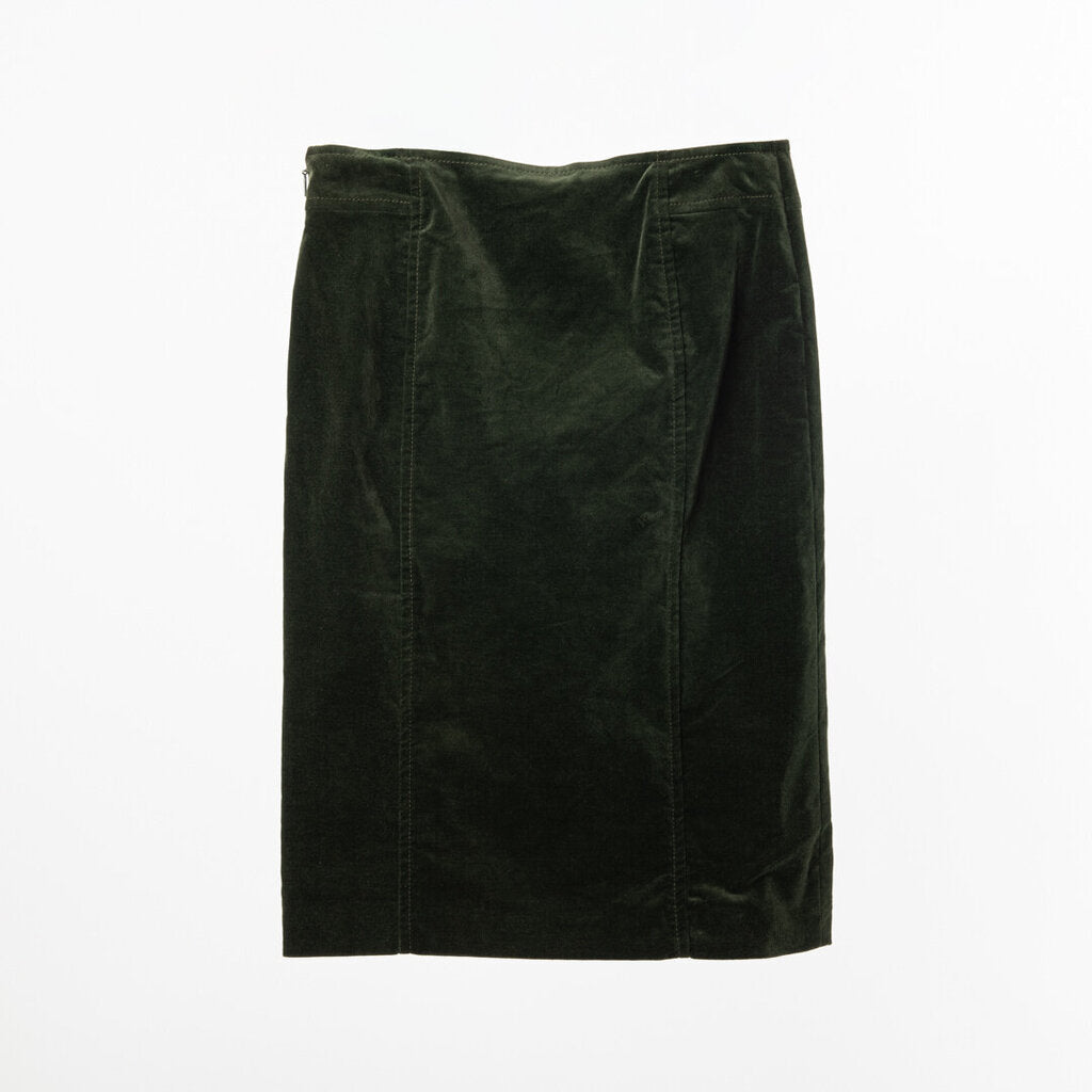 Gucci Green Velvet Pencil Skirt with Hysteria Buttons