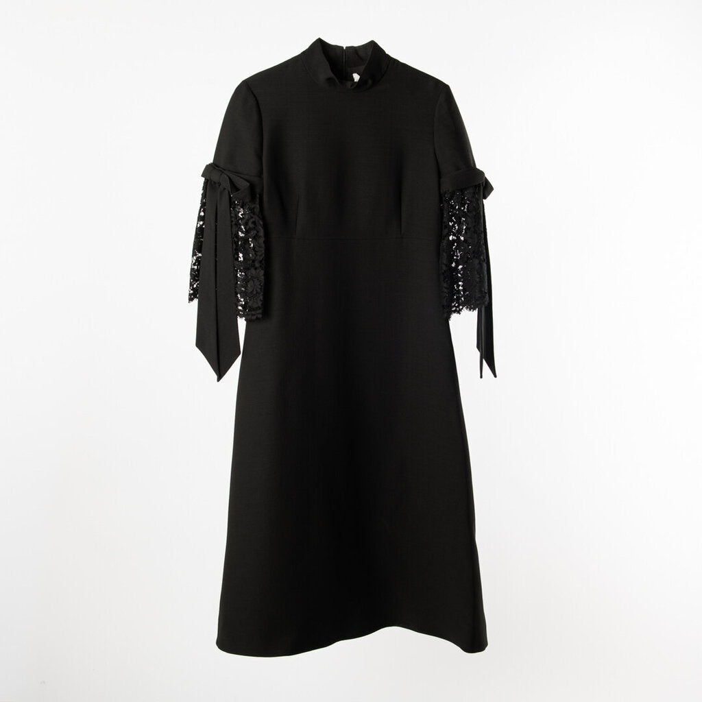 Valentino Black Cotton Blend Lace Midi Dress