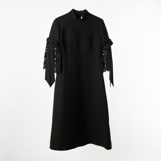 Valentino Black Cotton Blend Lace Midi Dress
