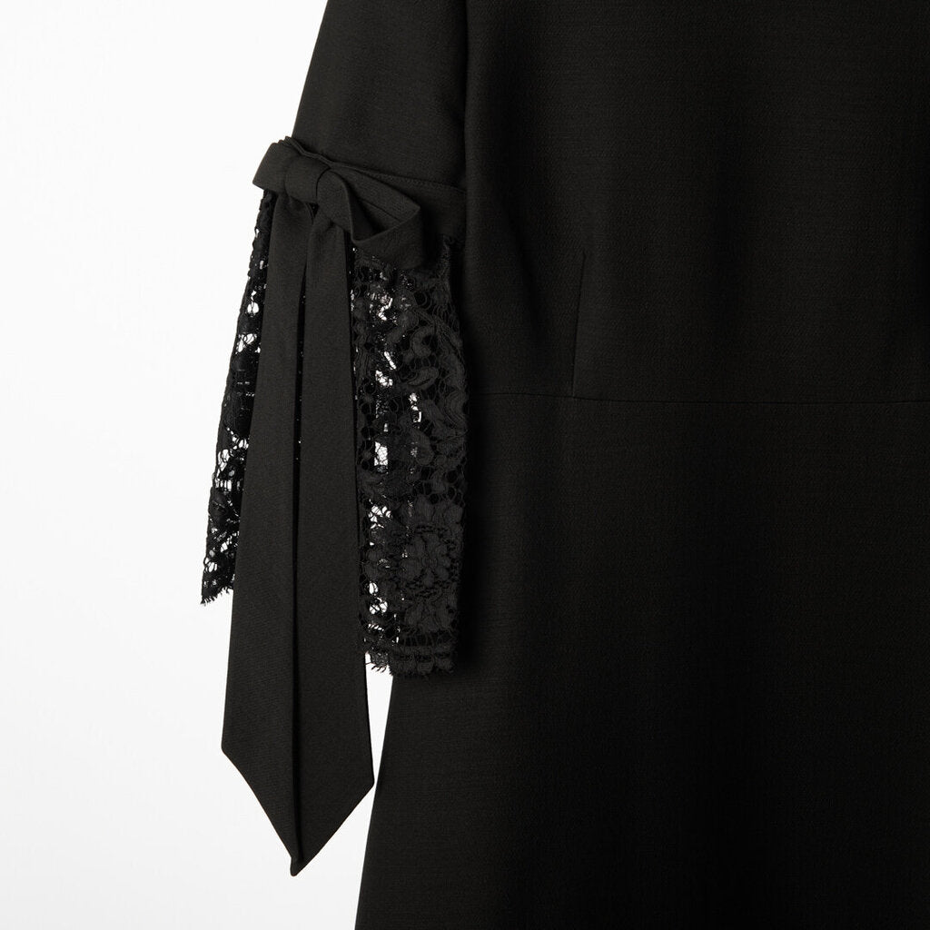 Valentino Black Cotton Blend Lace Midi Dress