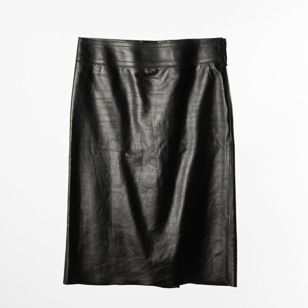 Gucci Black Leather Lace-Up Back Skirt