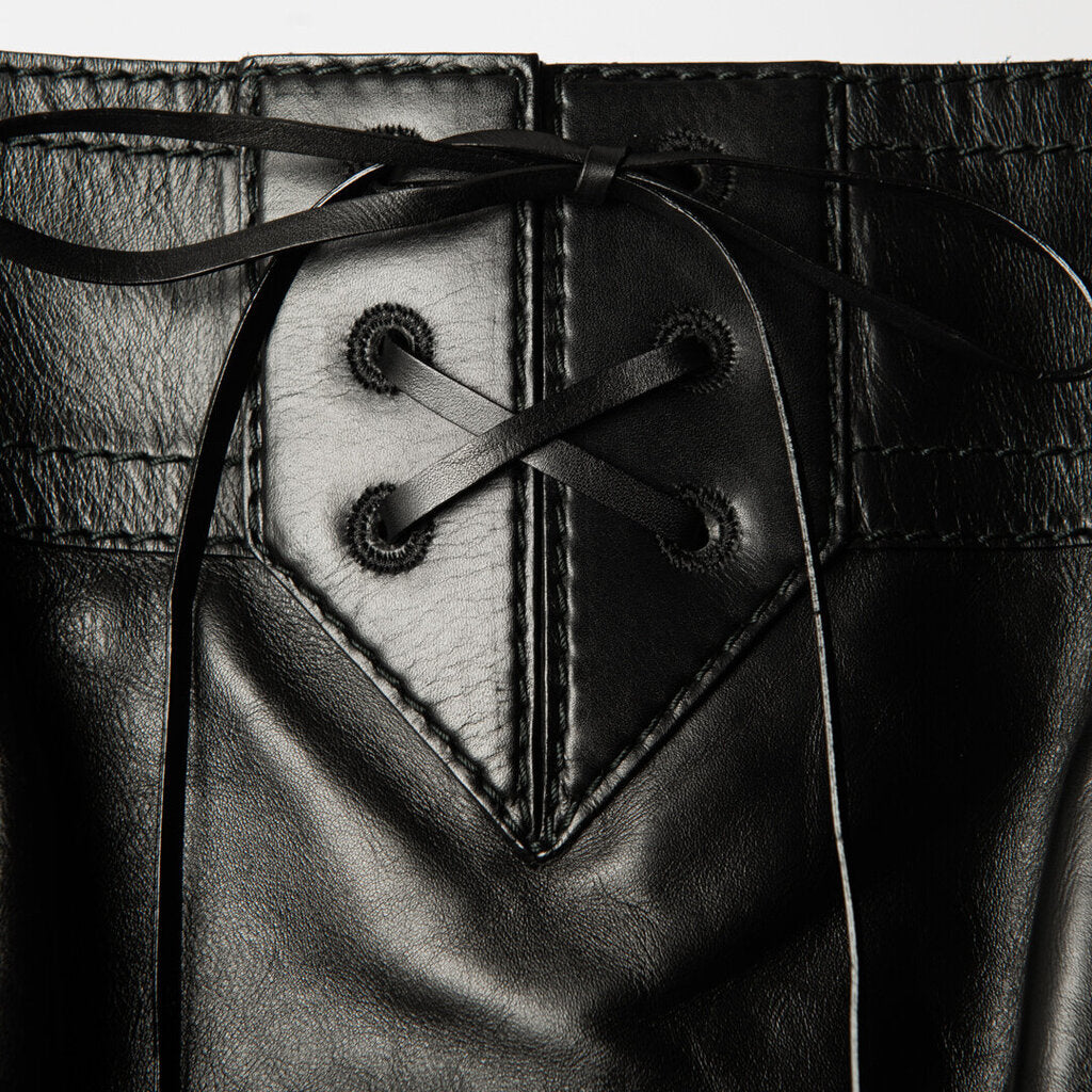 Gucci Black Leather Lace-Up Back Skirt