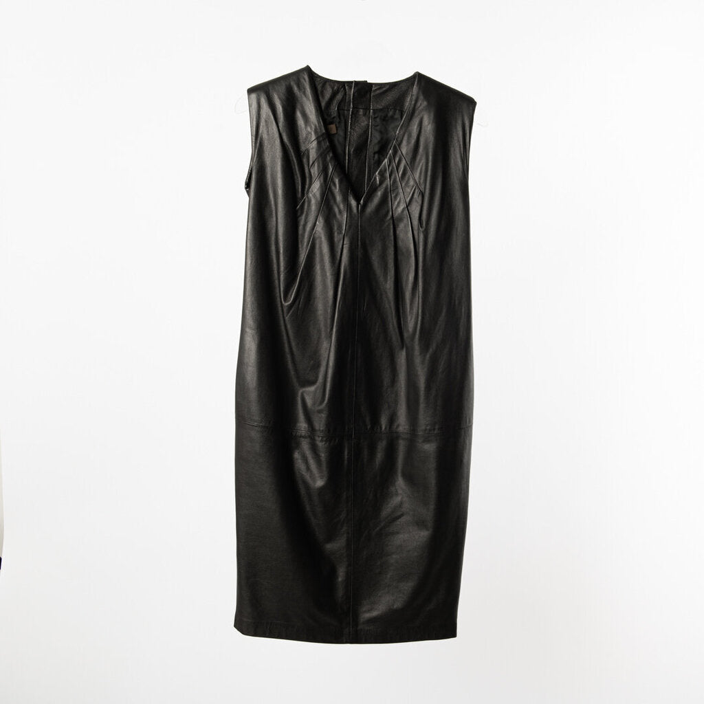 Loewe Black Lamb Leather Snap Back Dress