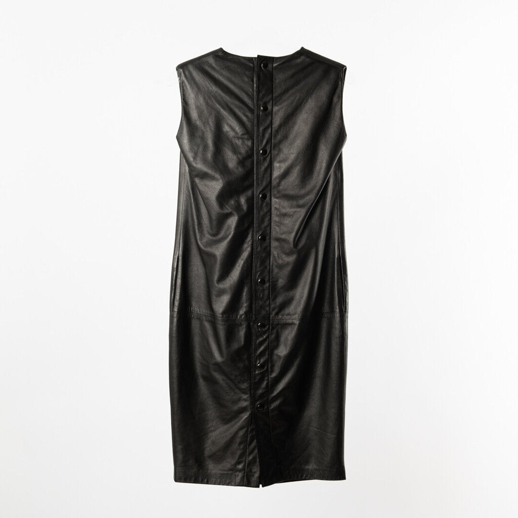 Loewe Black Lamb Leather Snap Back Dress