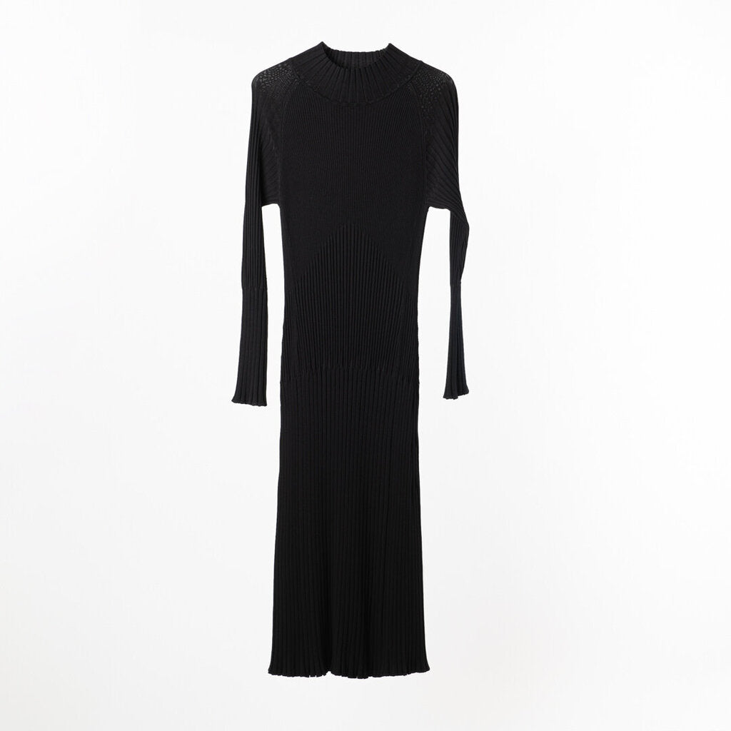 Proenza Navy Viscose/Poly High Neck Maxi Dress