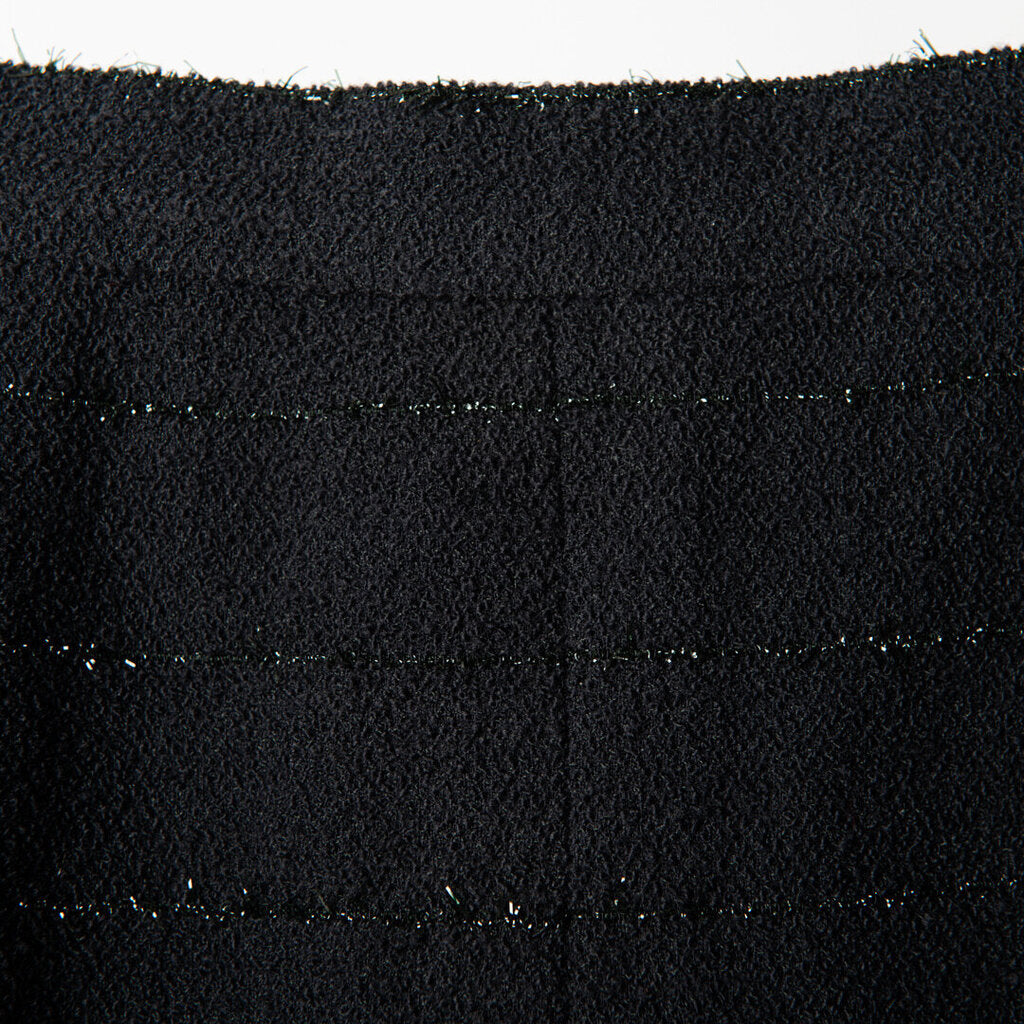 Chanel Navy Wool Black Tinsel Stripe Pencil Skirt