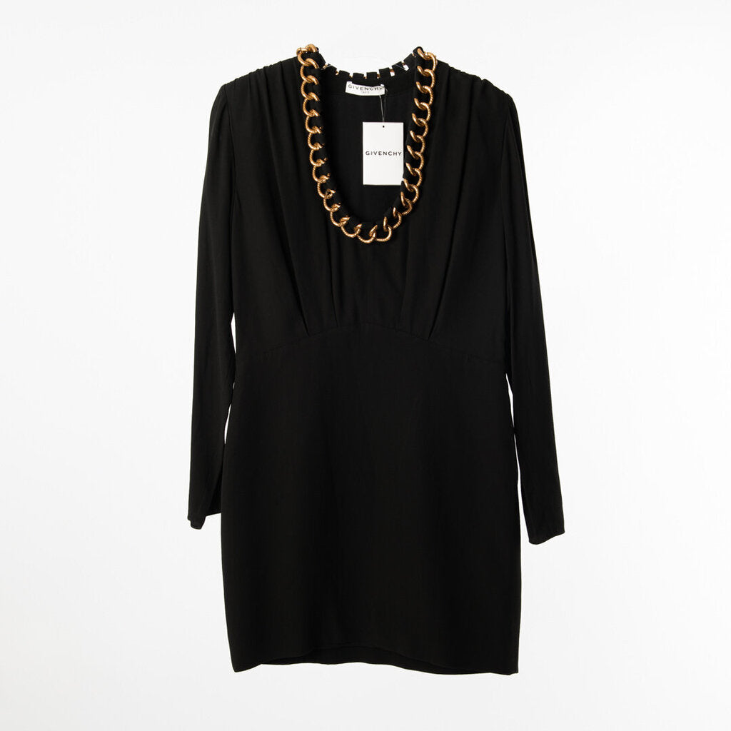 Givenchy Black Viscose Gold Chain Dress