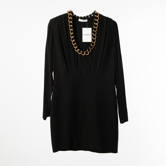 Givenchy Black Viscose Gold Chain Dress