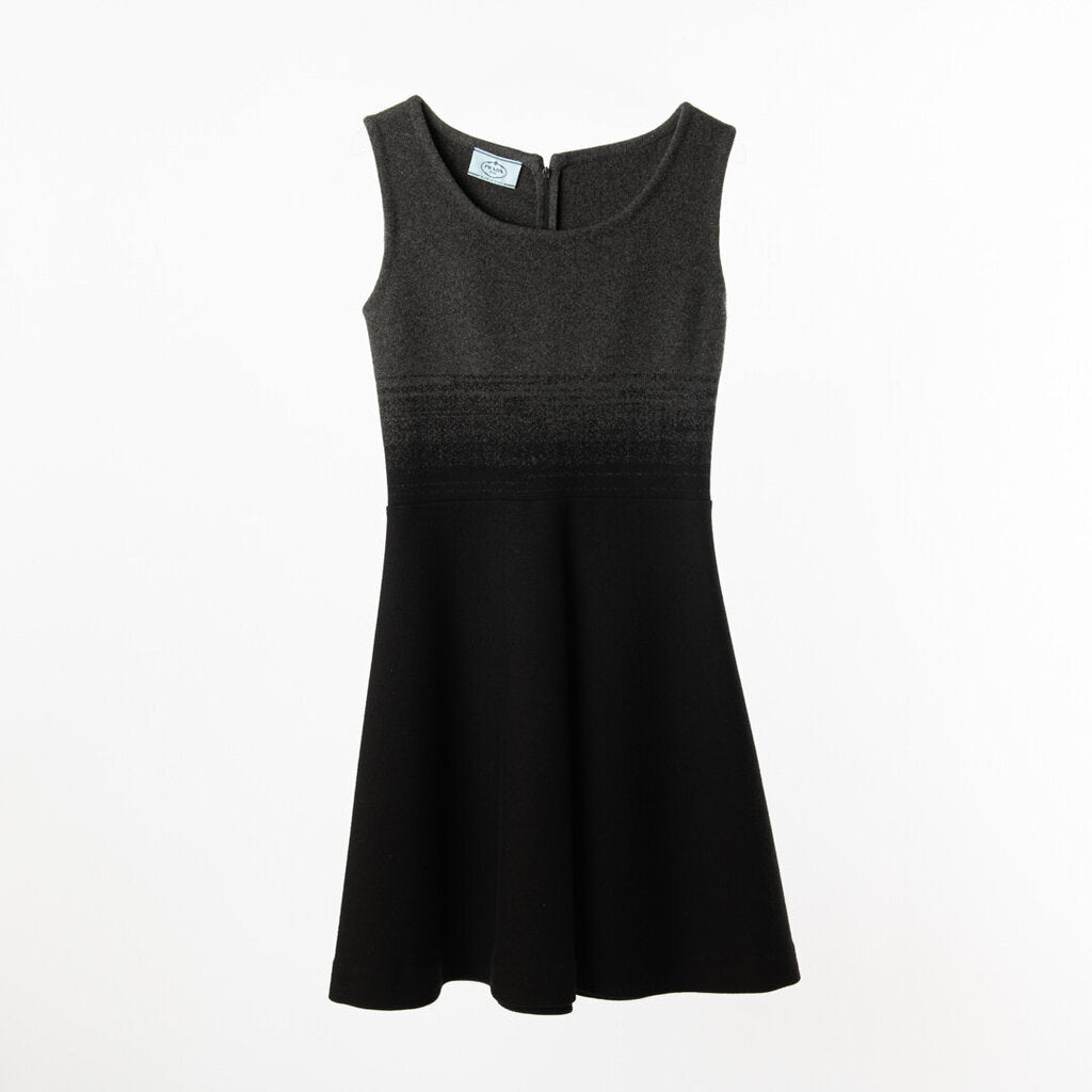 Prada Black/Grey Wool A-Line Dress