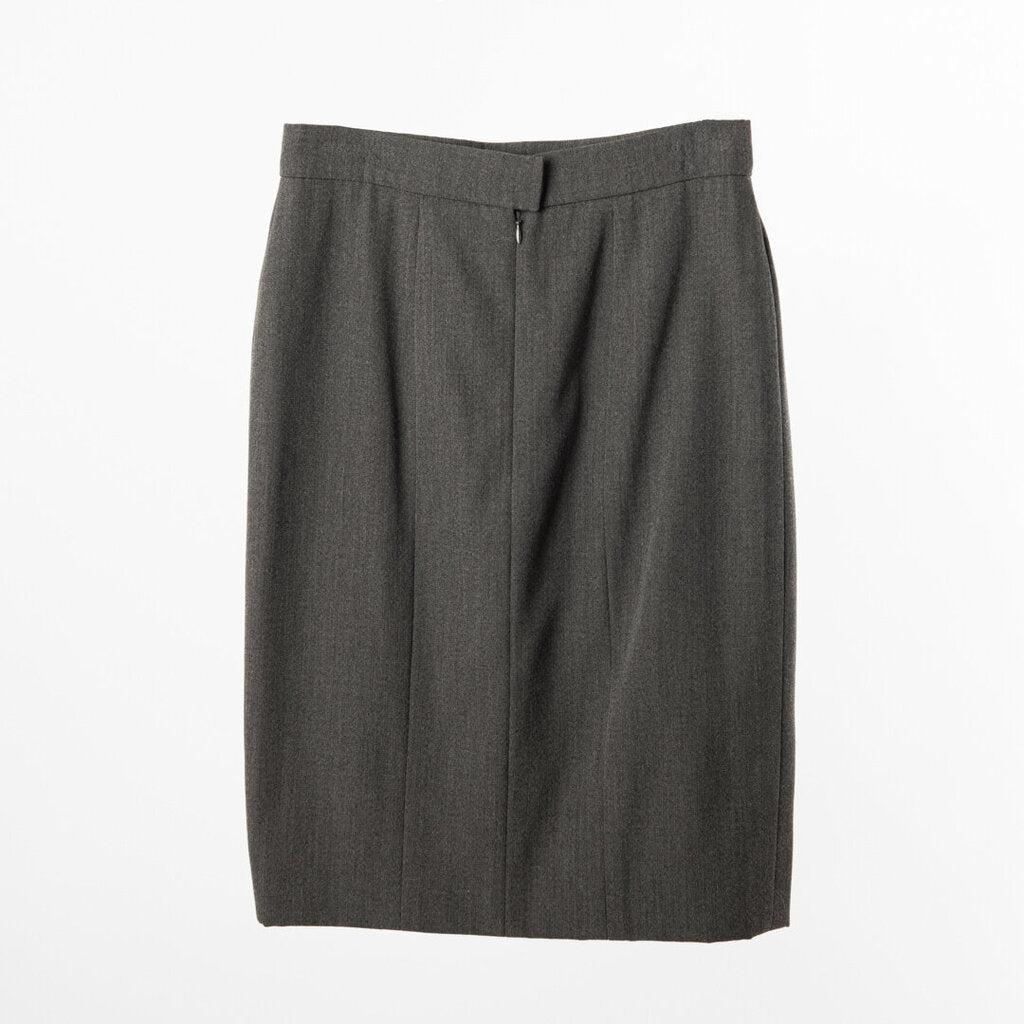 Chanel Grey Wool Silk Lined Pencil Skirt